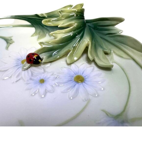 Franz Porcelain Ladybug Design Sculptured Porcelain FZ00594 Dessert Plate Tray - Picture 2 of 12